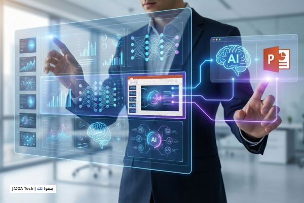 صورة توضيحية لـ كيفية عمل عرض تقديمي احترافي بالذكاء الاصطناعي وبوربوينت | دليل شامل