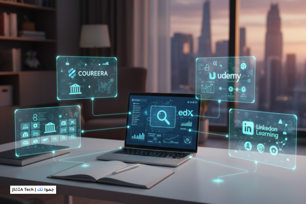 صورة توضيحية لـ دليل اختيار منصات التعليم الذاتي: مقارنة أكاديمية شاملة (Coursera, Udemy, edX, LinkedIn)